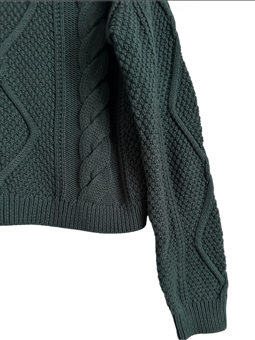Quince Organic Cotton Cable Knit Cropped
Sweater Dark Spruce NWT S - Picture 7 of 14